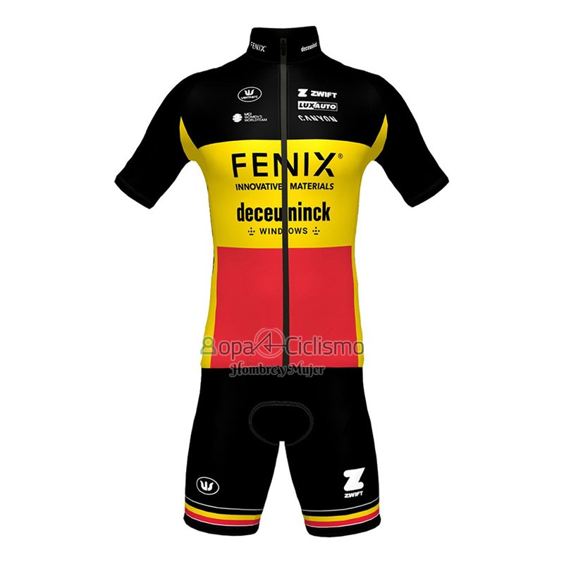 Deceuninck Quick Step Ropa Ciclismo Culotte Corto 2023 Mangas Cortas AMarillo Rojo
